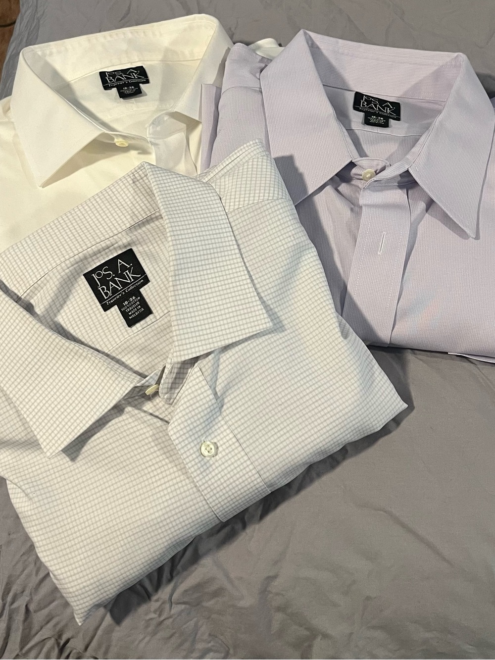 Jos. A. Bank Dress Shirts - White, Light Purple, Light Gray Check